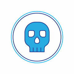 Filled outline Skull icon isolated on white background. Happy Halloween party. Vector