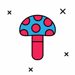 Filled outline Psilocybin mushroom icon isolated on white background. Psychedelic hallucination. Vector