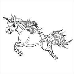 Cute unicorn coloring page  | Black and white vector illustration for coloring book  Unicorn illustration ,  Isolated outline for coloring book with unicorn | Unicorn 