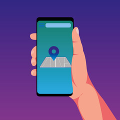 Smartphone Mobile phone Map Information, Maps for mobile, gadget, hand, Vector Image