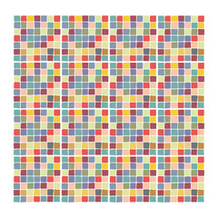Many small colored squares as background, texture, pattern. Print for decorative tiles. Hand Drawn. Freehand drawing. Doodle.