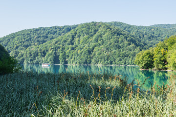 Plitvice Lakes in Croatia with beautiful waterfall and blue water