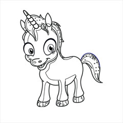 Cute unicorn coloring page  | Black and white vector illustration for coloring book  Unicorn illustration ,  Isolated outline for coloring book with unicorn | Unicorn 