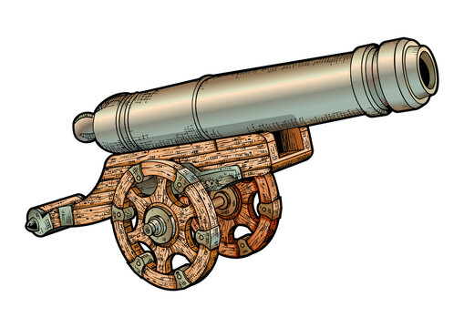 Old Cannon on white background