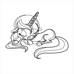 Cute unicorn coloring page  | Black and white vector illustration for coloring book  Unicorn illustration ,  Isolated outline for coloring book with unicorn | Unicorn 
