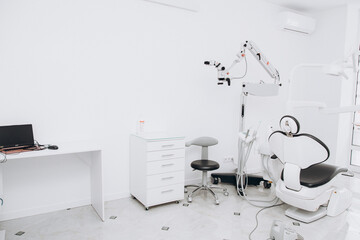 Spacious white dental office without people