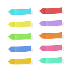 Obraz premium Sticky notes. Arrow tabs with shadow. Place stickers for notes. Multicolored sheets of sticky paper. Vector graphic.
