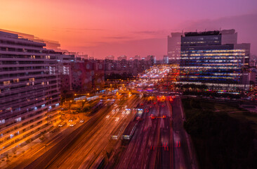Conceptual art showing motion express way, Long exposure, Lima, Peru.