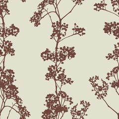 Seamless background of silhouettes umbrella plants