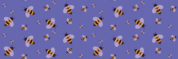 Kids seamless bee pattern for fabrics and packaging and gifts and cards and linens and wrapping paper