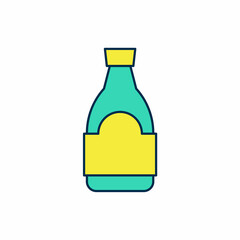 Filled outline Soy sauce bottle icon isolated on white background. Vector