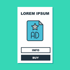 Filled outline Advertising icon isolated on turquoise background. Concept of marketing and promotion process. Responsive ads. Social media advertising. Vector