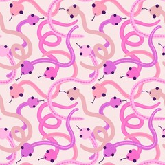 Cartoon seamless snakes pattern for textiles and packaging and gifts and cards and linens and kids and wrapping paper