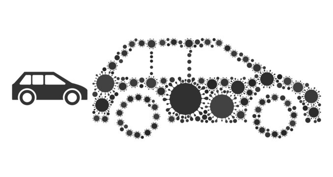 Automobile mosaic icon. Vector mosaic is constructed with random bacilla icons. Bacilla mosaic automobile icon. Automobile mosaic for isolation images.