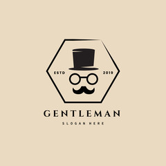gentleman vintage logo, icon and symbol, with emblem vector illustration design