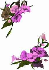 Floral watercolor template for card or invitation, summer poster with poppy flowers and leaves. 