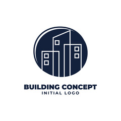 circle letter O with building object initial vector logo design suitable for real estate and property business
