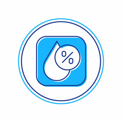 Filled outline Water drop percentage icon isolated on white background. Humidity analysis. Vector