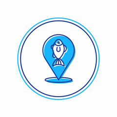 Filled outline Location fishing icon isolated on white background. Fishing place. Vector