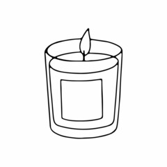 Scented candle linear illustration. Outline image. Vector.