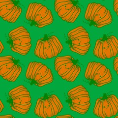 Halloween seamless cute pumpkins pattern for textiles and packaging and gifts and kids and wrapping paper