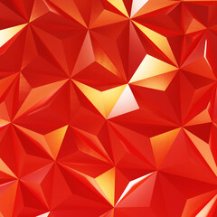 Abstract gold and red low poly triangle geometric background. 3d rendering.