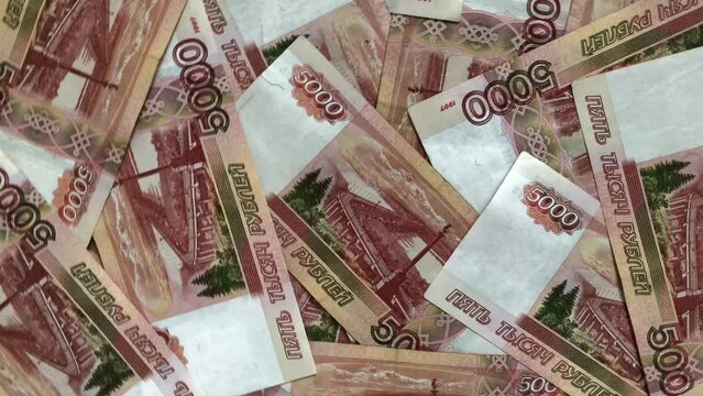 Russian banknotes with a face value of 5000. High quality photo. High quality 4k footage