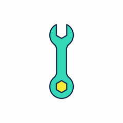 Filled outline Wrench spanner icon isolated on white background. Spanner repair tool. Service tool symbol. Vector