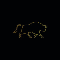Minimal Line Art Bull Logo Template | Creative Running Bull Logo Design