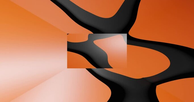 3d render with orange background with curvy black lines