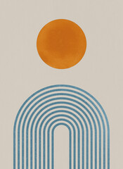 A minimal mid century style abstract art print © miketea88