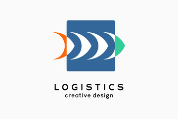 Logo Logistics, logistics and shipping company. arrow icon in box