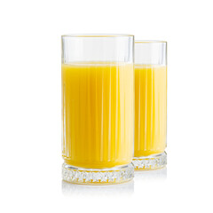 Organic Orange juice glass, isolated on white. Glass of fresh orange juice on white background