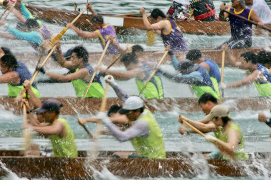 Blur of motion of a dragon boat race