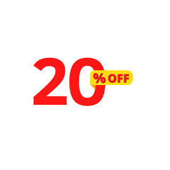 20% off red and yellow 3D design in EPS