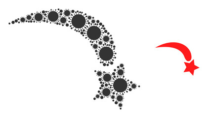 Falling star mosaic icon. Vector mosaic done from random virus elements. Contagious mosaic falling star icon. Falling star mosaic for breakout templates.