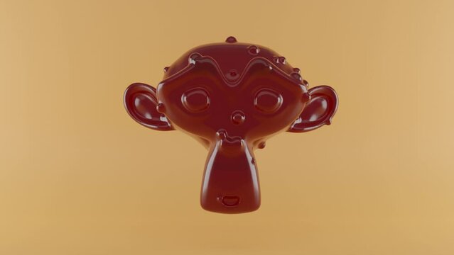 3d animation of a monkey's head with the appearance of balls on the surface. Visualization of the similarity of smallpox monkeys.