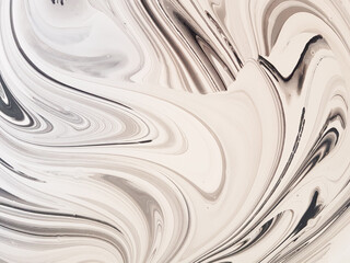 Black and white abstraction with liquid acrylic paint. Smooth lines and stains. . High quality photo