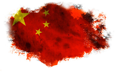 White background with torn flag of China. 3d illustration