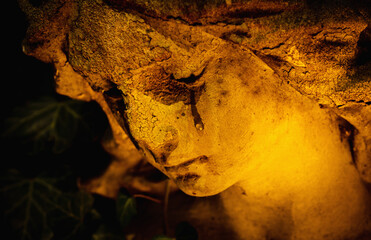 Death concept. Beautiful sensual angel crying as symbol of pain, fear and end of human life....