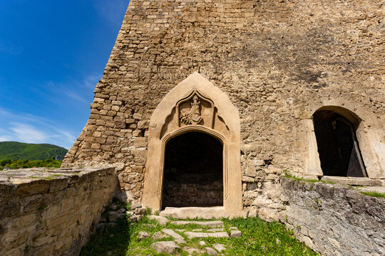 Sign on fortress door. Sign of last Bosnian kingdom. City Jajce in Bosnia and Herzegovina