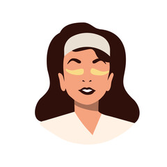 Icon of a girl without a face. The girl makes procedures for the eyes from wrinkles. Vector Stock illustration. White background. Isolated