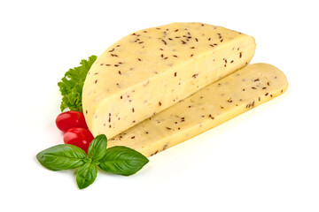 Traditional Latvian homemade cheese with cumin seeds for annual Latvian festival celebrating the...