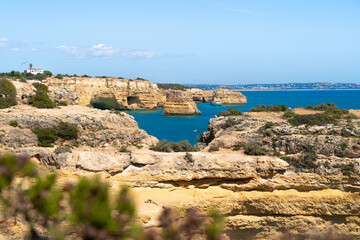 Fototapeta na wymiar Natural rocks at Praia D'Ana in the Algarve Lagos Portugal