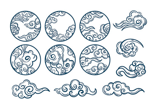 Japanese Asian Kumo Cloud Illustrations Logo Backgrounds