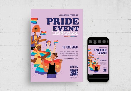 Gay Pride Event Flyer with Lgbt Activist Characters