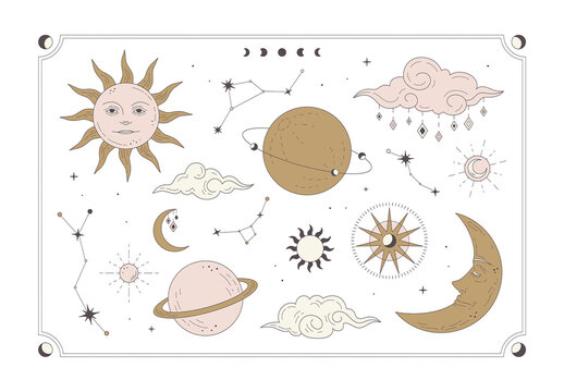 Spiritual Astrology Star Sign Psychic Vector Clipart Elements