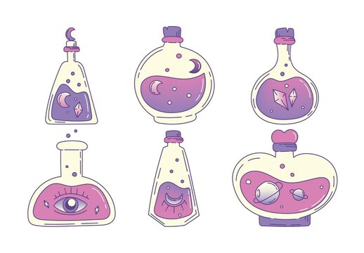 Magic Potion Spell Bottle Illustrations for Spirituality Astrology Witchcraft Spell Casting