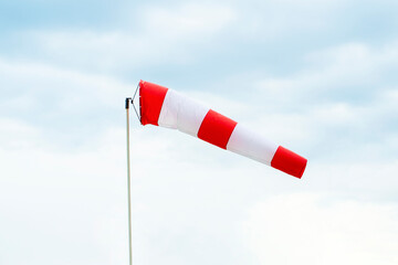 Windsock indicator of wind on runway airport. High quality photo