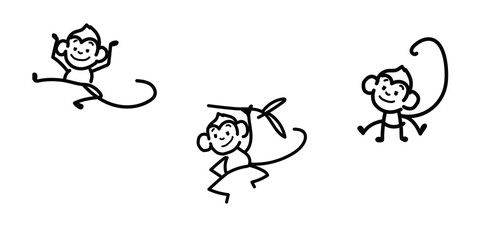 simple, expressive hand drawn vectors monkeys.